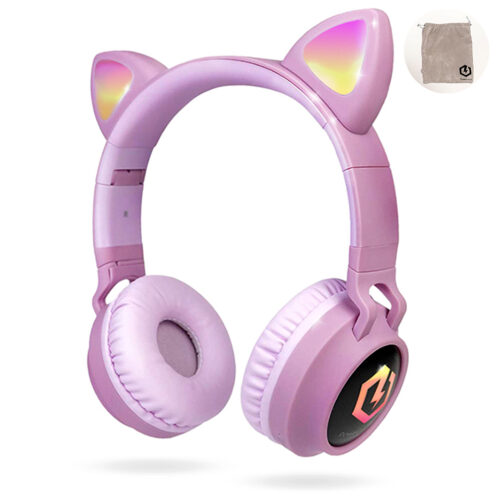 Căști Audio Wireless cu Urechi, pentru copii/ PowerLocus / Roz