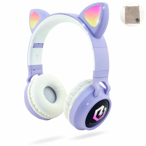 Buddy – Bezprzewodowe słuchawki dla dzieci /fioletowe z uszami/
