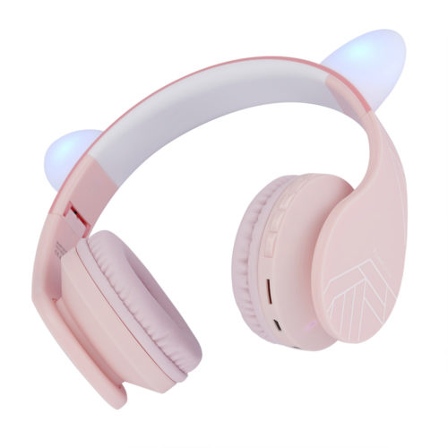 Căști Bluetooth PowerLocus P1 pentru copii (Roz cu Urechi)