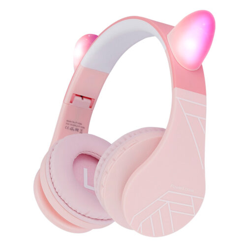 PowerLocus P1 Bluetooth Слушалки за Деца (Розови с Уши)