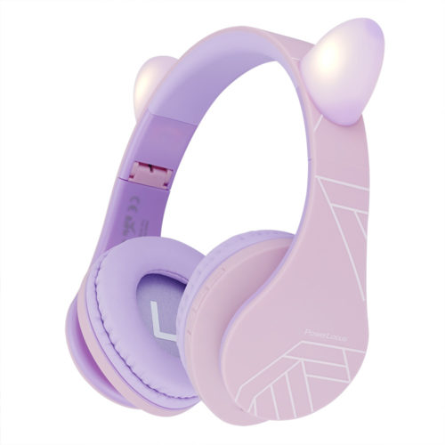 Căști Audio Wireless pentru Copii cu urechi, PowerLocus P2 (Roz/Violet)