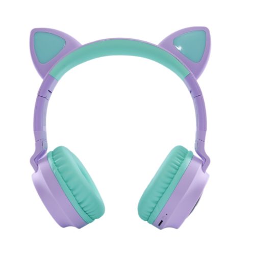 Buddy - Vezeték nélküli fejhallgató gyerekeknek (zöld/lila, fülekkel)