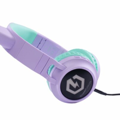 Căști Audio Wireless cu Urechi, pentru copii (verde/violet cu urechi)