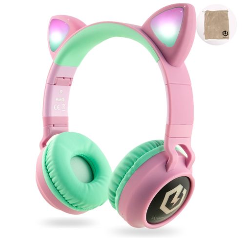 Buddy - Безжични Слушалки за Деца (зелено/розово с уши)