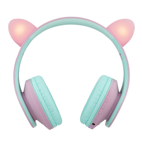 PowerLocus P2 Bluetooth fejhallgató gyerekeknek fülhallgatóval (Rózsaszín/Zöld)