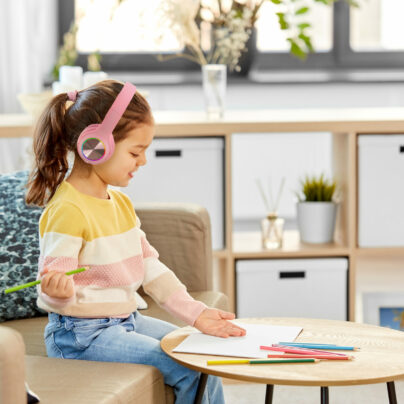 Căști Audio Wireless pentru Copii, PowerLocus PLED (Roz)